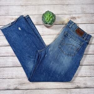 East West East/West Distressed Button Fly Mens Denim Jeans Size 38 *Flaws*